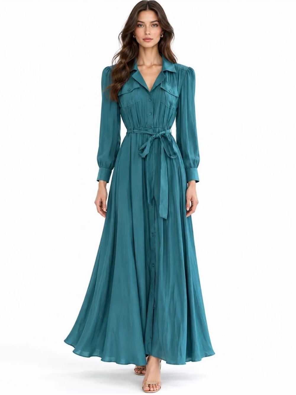 Nine West Blue Silk Shirt Dress NWOT sz Small